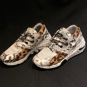Snake print & leopard wedge tennis shoes